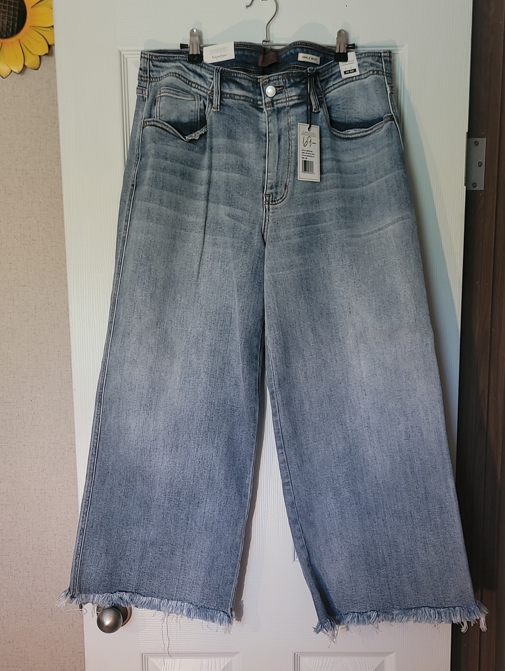 Judy Blue Wide-Leg Mid-Rise Frayed Hem Jeans - Light Blue